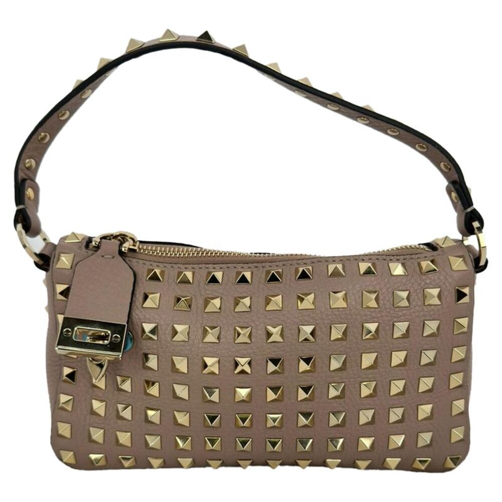 Valentino Garavani Poudre All Over Rockstud Small Shoulder Bag in Nude Leather